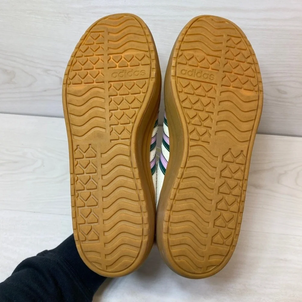 Adidas Womens 10 VL Court 3.0 Platform Sneaker Suede Cream Green Purple JI1788